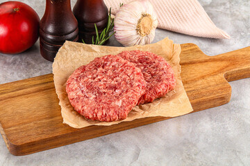 Wall Mural - Raw round beef cutlet minced meat