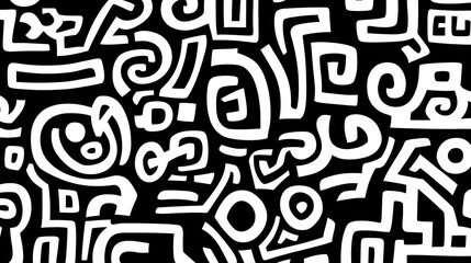 Poster - Abstract Artful Design of Interwoven Geometric Shapes in Striking Black and White Composition