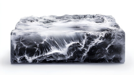 Poster - square-shaped ice block featuring a cracked surface, showcasing a frosty and cool texture with intri
