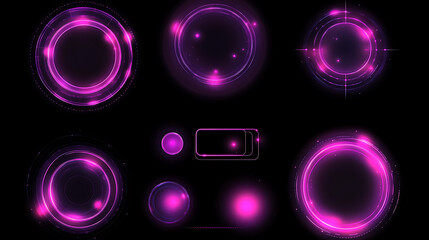 Poster - Abstract Futuristic Purple Glowing Circle Elements Technological Background Design Illustration