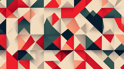 Poster - Abstract Geometric Composition with Triangular and Square Forms in Varied Colors and Shades