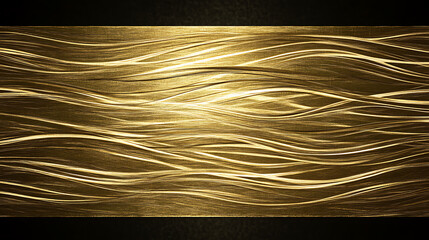 Poster - Abstract Golden Waves of Light and Shadow with Dark Borders Modern Art Style Luxurious Design
