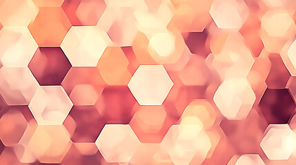 Poster - Abstract Hexagon Bokeh Light Pattern Background Peach and Beige Tones for Festive Display