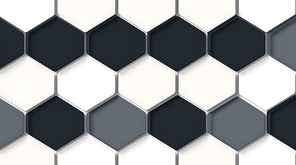 Poster - Abstract Hexagon Pattern Gray White and Black Tones Background Design Creative Geometric Shapes Art
