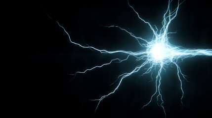 Wall Mural - abstract lightning bolt energy forceful burst on dark backdrop science illustration concept
