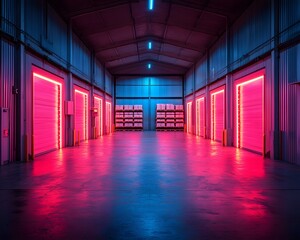 Poster - Futuristic Warehouse with Vibrant Temperature Controlled Zones for Diverse Storage Needs