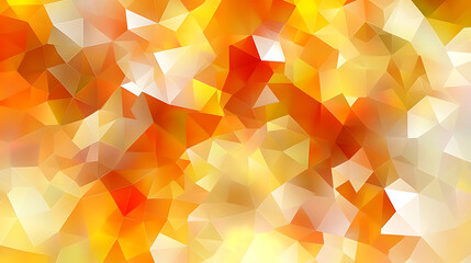 Poster - Abstract Mosaic of Orange Red and Yellow Geometric Shapes Creating a Vibrant Polygonal Background