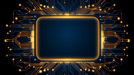 Poster - Abstract Technological Framework Design with Electric Circuit and Illuminated Frame Background