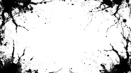 Poster - Artistic Ink Splatter Frame with Distressed Edge Border for Creative Design Templates  Decor