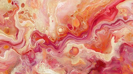 Poster - Vibrant Abstract Swirls of Pink and Cream on Textured Canvas