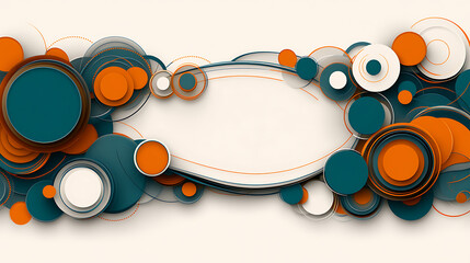 Poster - Circular Geometric Arrangement Teal Orange White Presentation Graphic Element Background Design