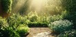 © Thi - Sunlit garden path surrounded by lush greenery