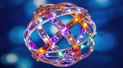 Poster - Illuminated decorative sphere indoor digital art vibrant colors close-up abstract light effects for home decor