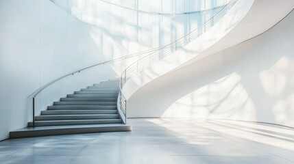 Poster - Modern Spiral Staircase in Bright Contemporary Architecture Design