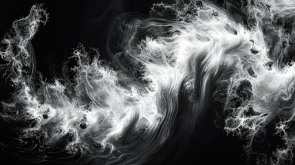 Poster - Abstract Black and White Swirling Smoke Effect on Dark Background