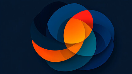 Poster - Dynamic Circular Vortex Design in Shades of Blue Orange and Red A Visually Striking Composition