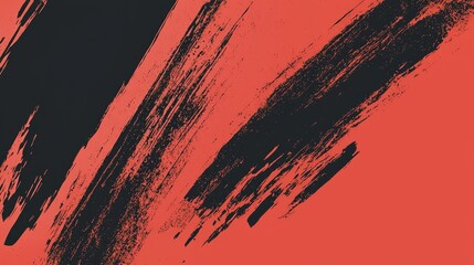 Poster - Dynamic Red and Black Abstract Brush Strokes Background Design