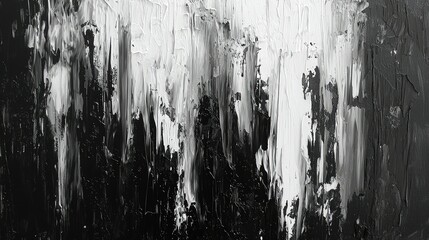 Poster - Abstract Black and White Paint Texture with Bold Brush Strokes