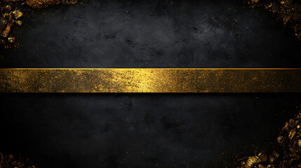 Poster - Elegant Black Stone Texture with Golden Ribbon and Edge Accents Backdrop for Design Projects