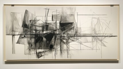 Poster - Abstract Art with Sharp Lines and Geometric Shapes in Black and White
