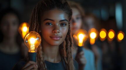 Poster - A Diverse Group of Students Holding Glowing Shields of Knowledge United as Future Leaders Ready to Inspire Change