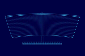 Fototapete - A blue screen with a line in the middle. The line is curved and has a lot of dots