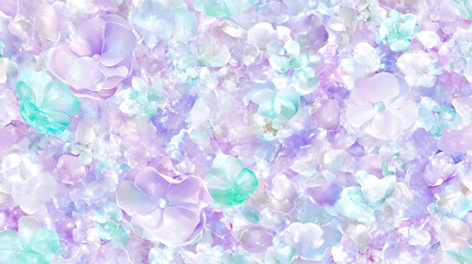 Poster - Ethereal Lavender Petal Dreamscape Fantasy Floral Art in Pastel Hues and Delicate Watercolor Style
