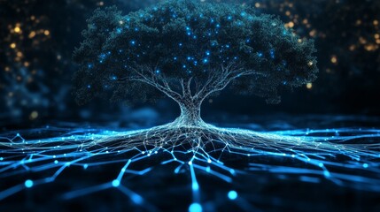 Digital Tree of Life - Interconnected Roots and Branches