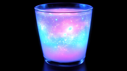 Poster - Galactic Beverage A Celestial Swirl in a Glass Cosmic Drink of Stars and Nebula Colors Unique Image