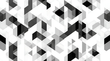 Poster - Geometric Abstraction with Varied Shades of Gray and White Polygon Shapes Arrangement Concept Design