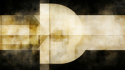 Poster - Geometric Composition on Textured Background with Golden Tones and Angular Patterns Abstract