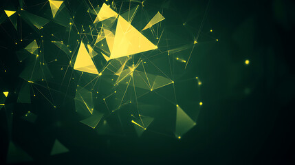 Poster - Geometric Network of Interconnected Triangles and Nodes in Digital Space with Golden Tones