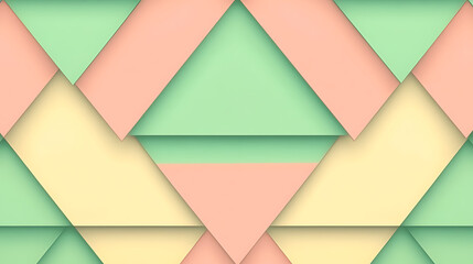 Poster - Geometric Triangle Pattern with Overlapping Pastel Colored Shapes Modern Design Aesthetic Wallpaper