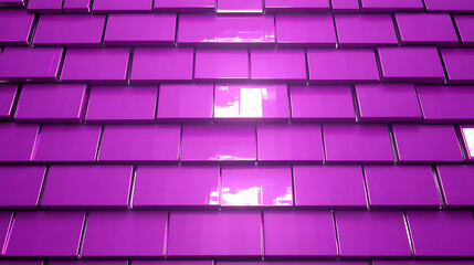 Poster - Gleaming Magenta Rectangles Interlocking in Uniform Rows Creating a Wall of Geometric Tiles