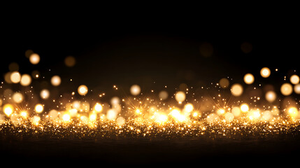 Poster - Golden Bokeh and Sparkling Particles Elegant Celebration Festive Magical Abstract Design