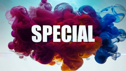 Poster - A vibrant explosion of paint with the word SPECIAL written in bold white letters. The word is surrounded by the colorful paint, creating a dynamic and eye-catching design