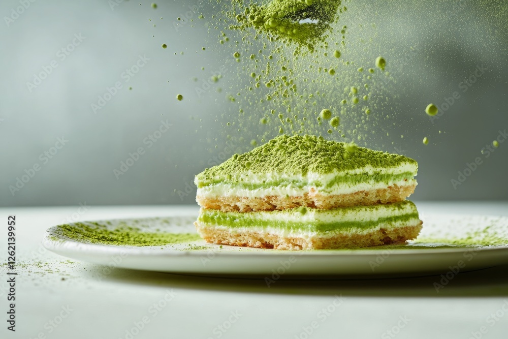 Matcha Dusting Photo Stock tiramisu made with matcha green tea, a dusting of matcha ...