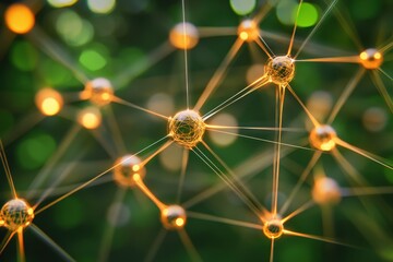 Poster - Exploring a network of connections representing a digital brain in a serene environment, network of connections over digital brain