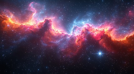 Wall Mural - cosmic nebula in vivid hues: a breathtaking nebula explodes with vibrant colors of red, orange, and 