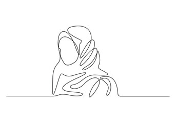 Poster - Continuous one line drawing of beautiful Muslim women in hijab. Single line drawing vector illustration