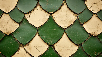 Poster - green and beige scale pattern repetitive texture graphic design for a modern look and artistic aesth