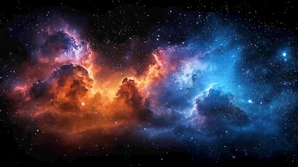 Wall Mural - cosmic dance: a mesmerizing cosmic nebula bursts forth with vibrant colors, illuminating the vast ex