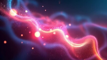 Poster - Abstract Red and Blue Particle Wave Digital Art
