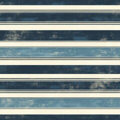 Sticker - Vintage Blue and White Striped Pattern with Textured Grunge Effect