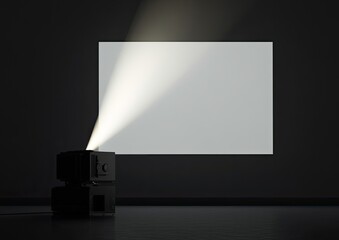 Poster - dark room projector screen presentation spotlight