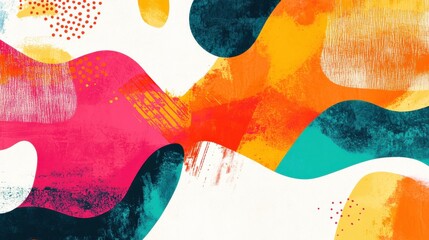 Poster - Abstract Colorful Background with Shapes and Textures in Bright Hues
