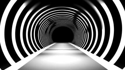 Wall Mural - Hypnotic Tunnel Illusion with Radial Arches and Striking Monochrome Contrast and Depth Perception