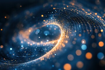 Poster - Swirling particles create a stunning star trail effect in a cosmic landscape, circle particles star trail
