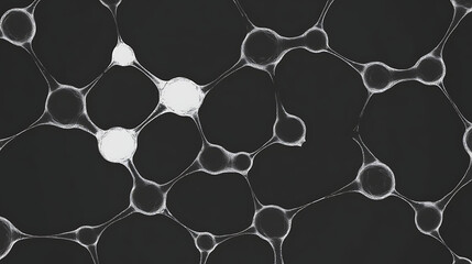 Wall Mural - Interconnected Network Abstract Structure Black and White Illustration Digital Contemporary Design