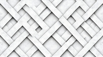 Poster - Intertwined Geometric Strips Pattern Seamless Texture Abstract White Background Modern Art Design